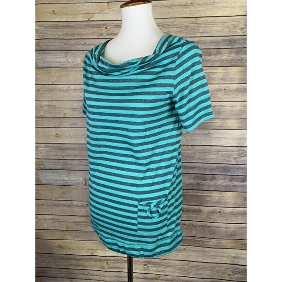 REI Womens M Sariska Striped Tunic Top Draped Neck - Picture 4 of 10